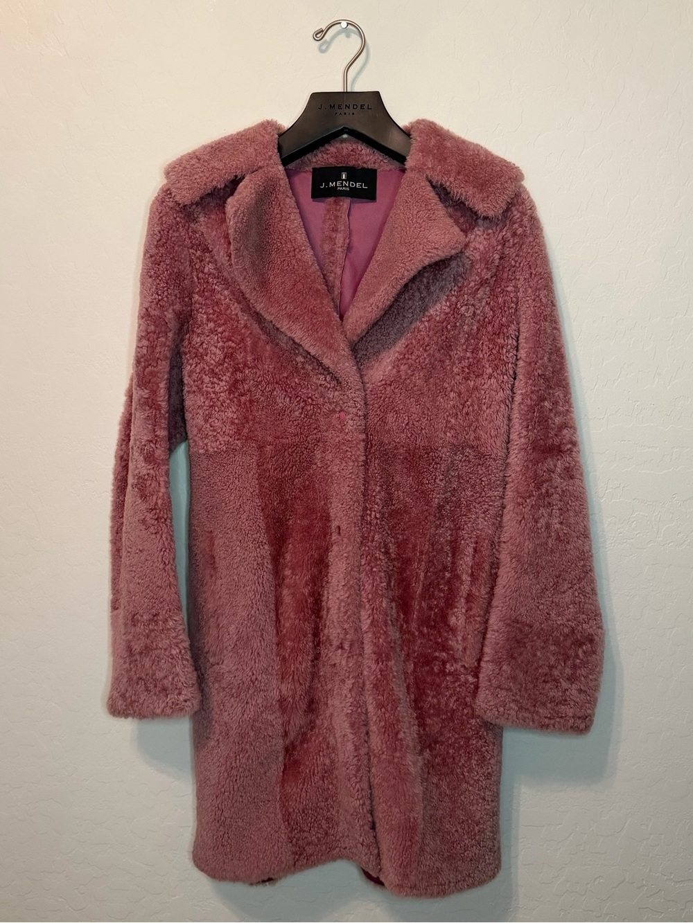 J. Mendel Duster Coat Shearling Fur in Dusty Rose Small